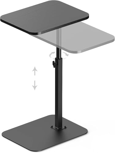 Image of Side Table Sofa Tray for Couch Heavy Metal Base Swivel /Adjustable Height, Sofa Bed Bathroom Study TV Tray C Shaped End Table Food Snack Trays for Eating