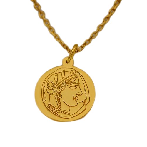 Collier pièce grecque en argent sterling plaqué or élégant pour un style unisexe raffiné