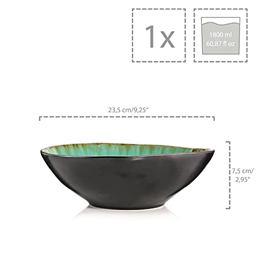 Sänger | Salatschale Palm Beach aus Steingut, Salat Teller, Schüssel, Einzigartiges Design 1800 ml | PREMIUM COLLECTION