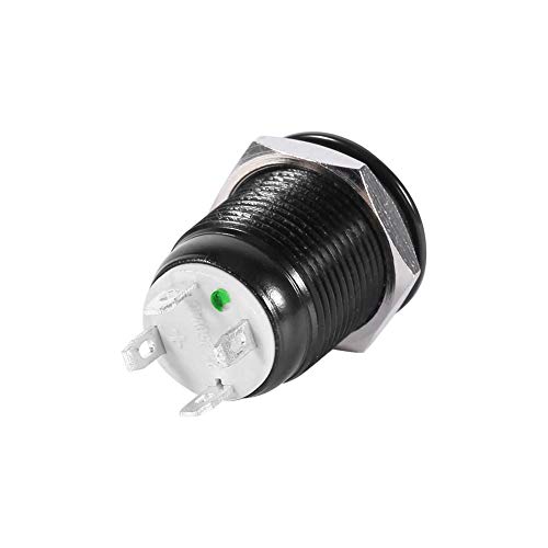 Image of 12mm Momentary Push Button Switch 12v LED Light Car Switch Metal Momentary Push Switch On Off Latching(Green LED Light)