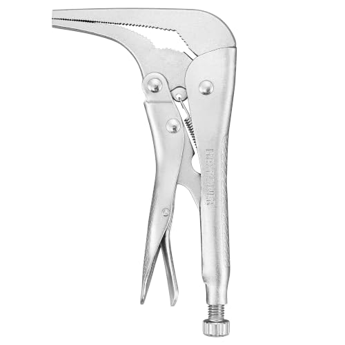 Image of MAXPOWER 7-inch 90 degree Offset Long Nose Locking Pliers, 2.75 inch Jaw | Serrated Long Jaws Locking Pliers for Tight Spaces