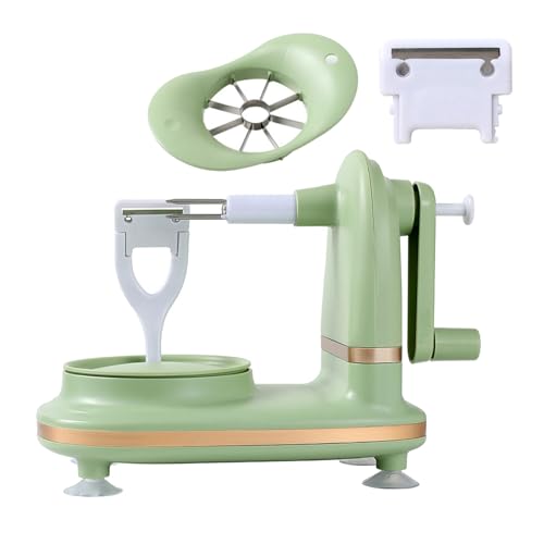 JAMIEKA Pelador manual de manzanas giratorio con manivela de 8 cuñas, cortador de descorazonador para frutas y verduras, herramienta multifunción para pelar cocina