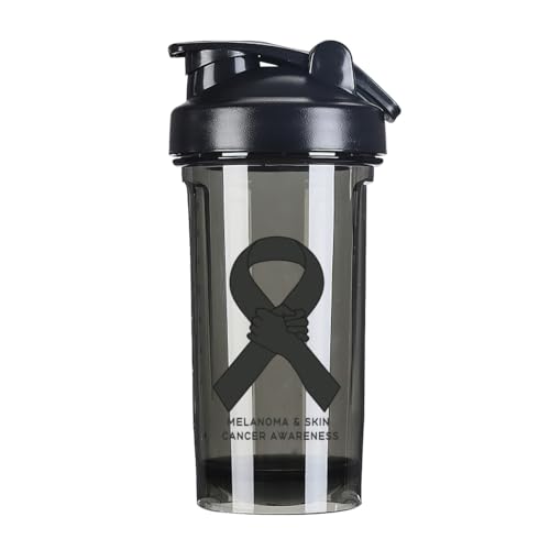 Melanoma & Skin Cancer Awareness 18 Ounce Shaker Cup,Fashion Theme Pattern Shaker Bottle Leak-proof Workout Shake Bottles 500ML/18 oz Perfect for Pre Workout