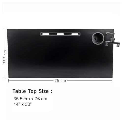 Image of Isomars Bed Desk /Floor Desk with Mobile Holder 76cm x 35.5cm (30 inch x 14 inch) Laptop Study Table for Work from Home, Online Classes, Card Games and Kid's Activities (with Holder: Black)