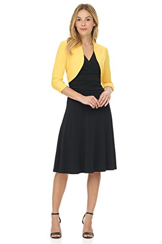 Image of Rekucci Women's Chic Soft Knit Stretch Bolero Shrug with Ruched Sleeves