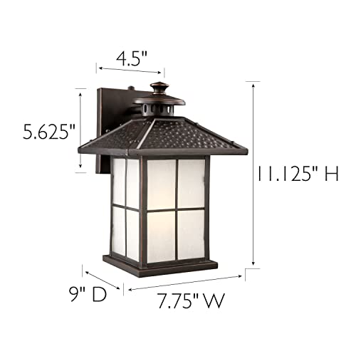 Image of Design House 516781 Gladstone Traditional LED 1-Light Outdoor Wall Mount Dimmable Frosted Seedy Glass and Dusk to Dawn Photocell Sensor for Porch Entryway Patio Garage, Oil Rubbed Bronze