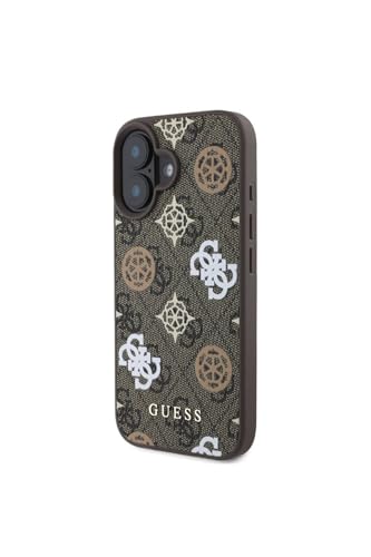 Guess HC Magsafe PU Pivoine sur Fond 4G Marron IP16