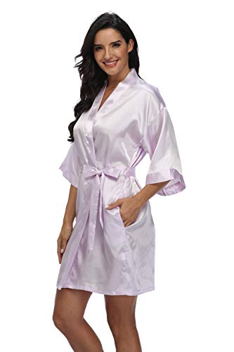 Image of Women's Pure Short Silky Robes Bridesmaid Bride Party Satin Robes Sleepwear
