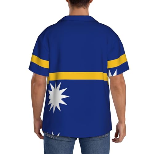 Chemise imprimé drapeau de Nauru coupe classique vêtement d'été manches courtes homme - 5