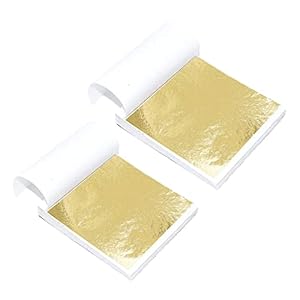 ACONDE Imitation Blattgold, Blattgold Blatt für Nailart, Malerei, Basteldekoration und DIY, 100 Stück, Golden, 14cm