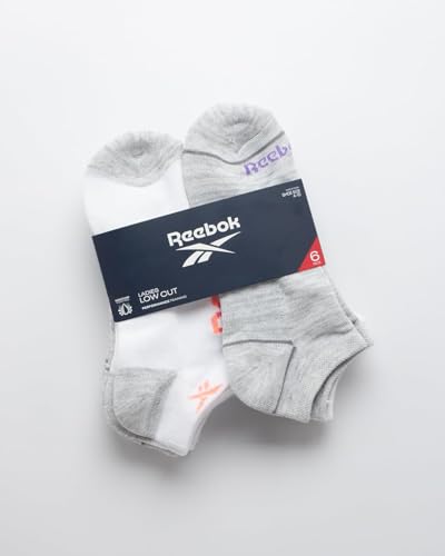 Image of Reebok Womens No Show Socks Moisture Wicking Cushioned Low Cut Socks 6 Pack