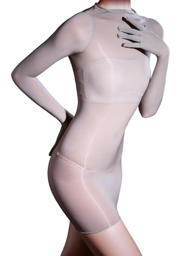 YSGUYILT Women's Oil Shiny Bodystocking Lingerie Dress Glossy Body Stockings Full Body Stocking