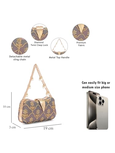 Image of TOOBA Handicraft Clutch Purse For Women with Sleek Design Embroidered Clutch| Trendy Stylish Bridal, Party, Wedding Sling Bag