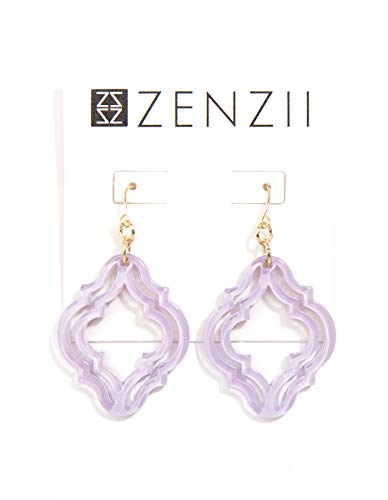 Zenzii Colorful Acrylic Resin Imperial Lattice Drop And Dangle Earrings For Women (Black) #TOP3
