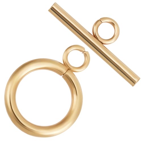 Beebeecraft 25 Sets Toggle Clasps 18K Gold Plated 304 Stainless Steel T Bar Ring Closure Connector for Jewelry Making Bracelet Necklace