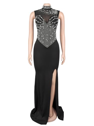 Image of Women's Sequin Prom Dress Evening Gowns for Formal Events | Elegant Sparkly Rhinestone Long Maxi Dresses for Formal Party,Gala,Wedding Guest,Fully Lined,Stretchy,Side Slit