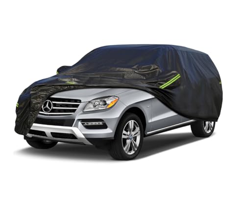Image of KouKou Waterproof SUV Car Cover Suitable for Mercedes Benz ML Class from 1997 to 2015, 7 Layers Windproof All Weather Waterproof Outdoor Cover Sun Rain UV Dust Snow Protection. Black
