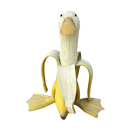 Ochine Art Banana Duck Statue Garden Yard Outdoor Decor Creative Banana Duck Sculpture Novelty Ornaments Gift Cute Peeled Banana Duck Decorative Figurines Patio Home Decoration
