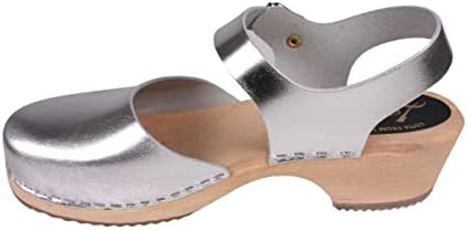Lotta From Stockholm Swedish Low Wood Clogs in Silver-38