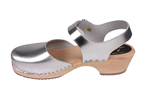 Lotta From Stockholm Swedish Low Wood Clogs In Silver-38 #TOP3