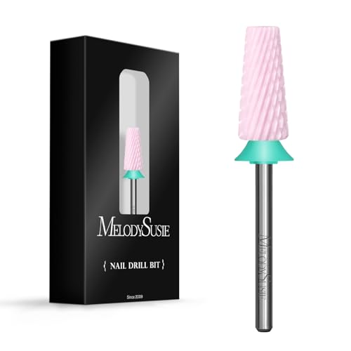 Image of MelodySusie 5 in 1 Nail Drill Bits, 3 /32'' Ceramic Cross Cut Bits, Suitable for Manicure Pedicure Cuticle Gel Polishing, Pink, Series Bit-M, Coarse