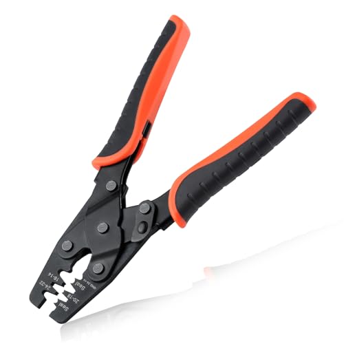 LEONTOOL Open Barrel Terminal Crimping Tool Weatherpack Crimp Tool Pin Terminal Crimper Weather Pack Crimpers for Molex, Delphi, Amp, Tyco, Harley, PC, Automotive - AWG 24-14 Wire Crimper Tool,1424B