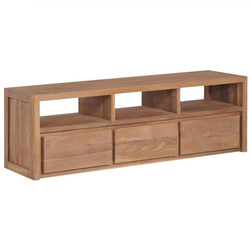 vidaXL Teca Mueble de TV Madera Maciza Acabado Natural 120x30x40cm Mobiliario