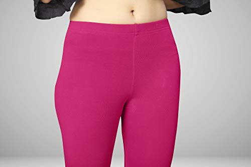 Image of Women's Cotton Skinny Leggings with Ankle Length Solid Pattern Mid Rise and Elastic Closure | Cotton Skinny Leggings for Womens