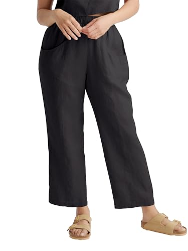 Women's Tapered Ankle Pants, Relaxed Beach Cropped Trousers with Pockets, Fit for Casual Wear
