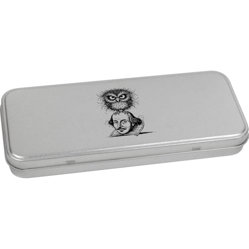 Azeeda 'William Shakespeare With Owl' Metal Hinged Stationery Tin/Storage Box (TT00266944)