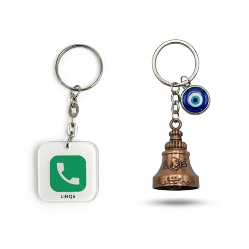 Image of Rakshakart Guardian Bell Evil Eye Keychain for Bike, Car & Home - Good Luck Nazar Charm Ghanti (Metal Protection Bell for Positive Energy)