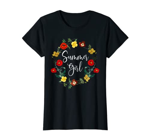Summer Girl Poppy Flowers Leo Born In August Birth Flower T-Shirt