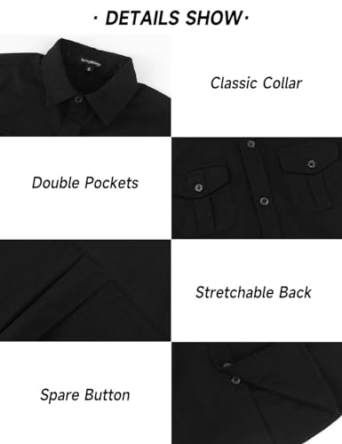 Spring&Gege Boys' Short Sleeve Button Down Shirts for Kids Woven Solid with Two Pockets3