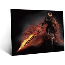 Displate Metal Poster Dark Souls - Lordran - Soul of Cinder - Easy Magnetic Mounting Knight Collectible Gift for Gamer - Fantasy Wall Art Room Decor Bedroom Posters - 12.6x17.7 in