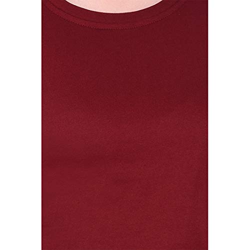 Image of Geum Women's Cotton Round Neck Half Sleeve Maroon Crop Top (Maroon, Large)