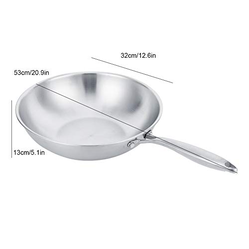 304 Stainless Steel Frying Pan with Lid, Nonstick Wok Saute Pan Thickened Fry Pan Smokeless Non‑Stick Cooking Pot with Cover Kitchen Accessories - Thumbnail 3