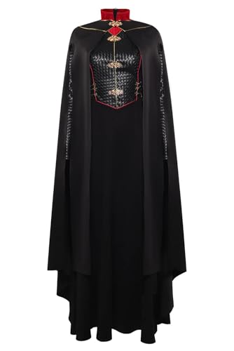 Heodols Adult Princess Dragon Costume Dress Women Princess Cosplay Black Robe Cloak Suits Outfits for Halloween