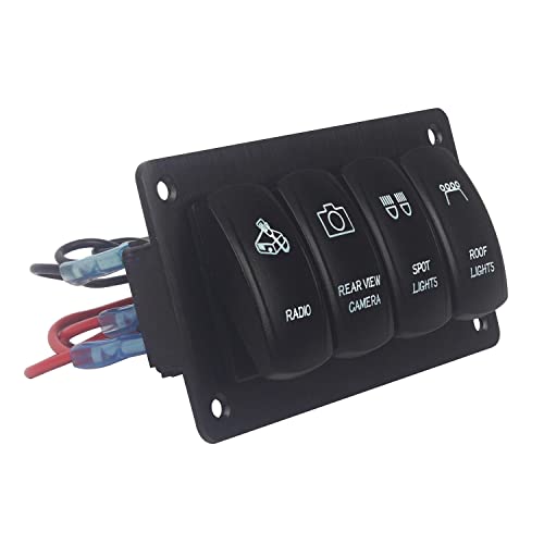 Image of Customize 4 Way Rocker Switch Panel White Led Toggle Switch Panel for Car Boat Marine RV Side by Side UTV Dashboard IP66