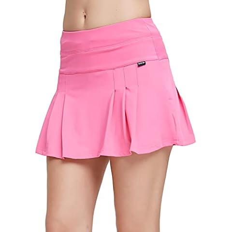 Women's Pleated Athletic Skort Tennis&Golf Active Skirt with Pockets Built in Shorts #010 Pink/XXXL Cover