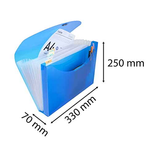 Exacompta 58770E Premium Kunststoff-Fächermappe Iderama mit Gummizugverschluss DIN A4 13 transparente Fächer, 1 Stück Zufallsfarbe