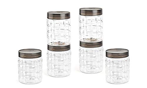 CELLO Checkers PET Canister Set of 6 (650 ml), Transparent | Food...