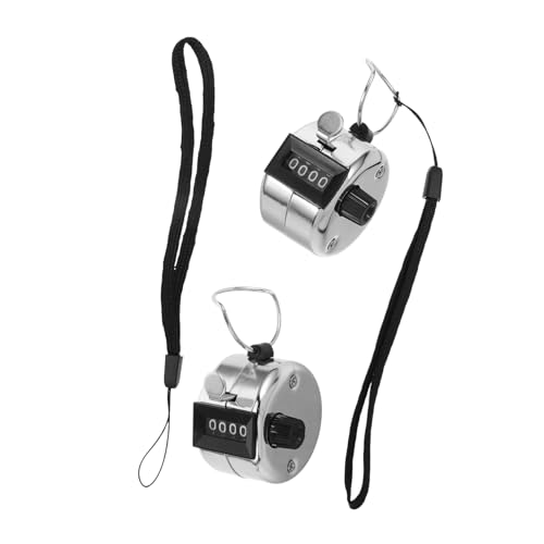 Toddmomy Mechanical Hand Tally Counter 4 Clicker Metal Manual People Counter Hanging Rope for Knitting and Sports