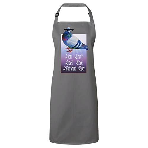 Tablier gris pigeon humour imprimé anti-taches pour cuisiner avec style