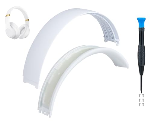 Image of SOULWIT Top+Bottom Headband Cover Kit for Beats Studio 3 & Studio 2 Wired & Wireless Headphones, Replacement Headstrap Pad Repair Part with Durable Silicone and Plastic - Studio3 White