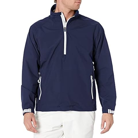 Zero Restriction Men's Power Torque 1/4 Zip Rain Jacket, Navy/Metallic Silver, Small Cover