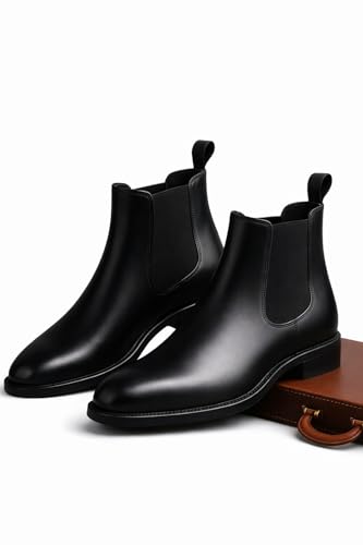 Image of Mens Black Formal Chelsea Boots with Lightweight Build, Cushioned Insole, Breathable Upper and Durable Outsole