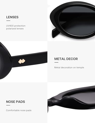 SOJOS Retro Oval Polarized Sunglasses for Women Trendy Sun Glasses Vintage Shades UV400 SJ23944