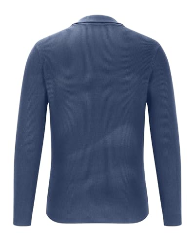 Men's Quarter Zip Sweaters Slim Fit Long Sleeve Casual Pullover Solid Knit Mock Neck Sweater3