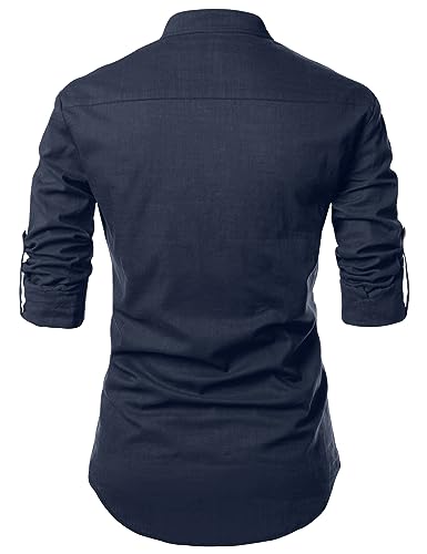 Image of FINIVO FASHION Men's Cotton Blend Solid Full Sleeve Short Kurta Shirt, Regular Fit Solid Pattern Mandarin Collar Straight Kurta Shirt