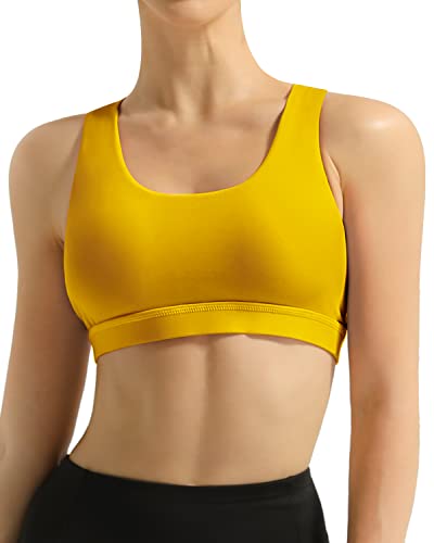 Queenieke Women's Medium Support Strappy Back Energy Sport Bra Cotton Feel- Xs Saffron #TOP1